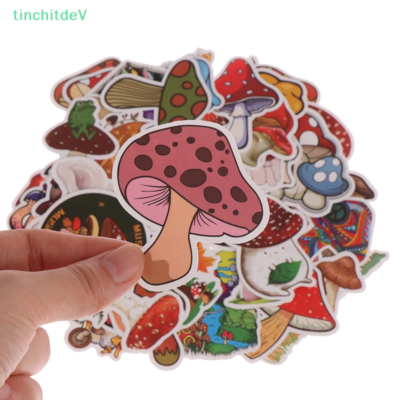 Bộ 50 Miếng Dán Hình Cây Nấm Dễ Thương Dùng Trang Trí Ván Trượt / Laptop / Điện Thoại / Xe Hơi