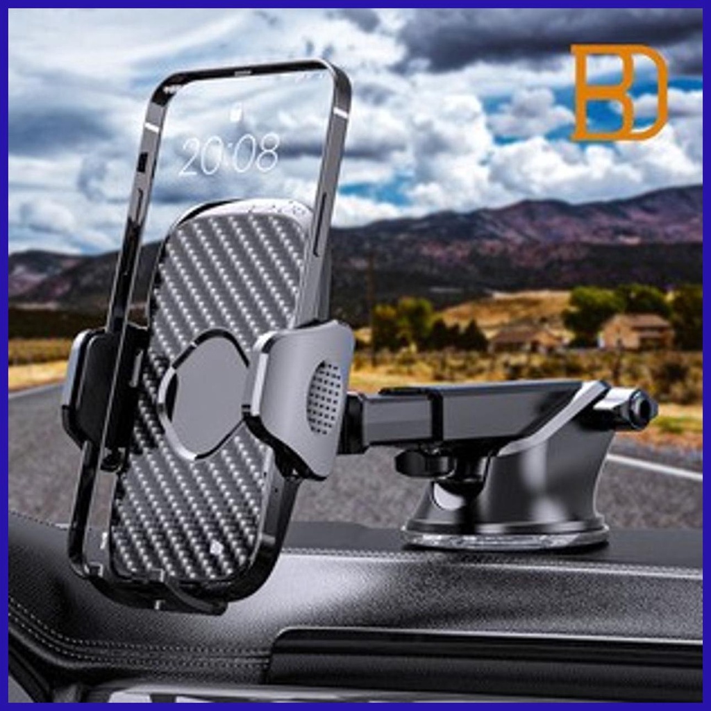 Giá Đỡ Điện Thoại Hai Trong Một Bằng Sợi carbon Màu Đen Thông Dụng Gắn Ghế Ngồi Xe Hơi