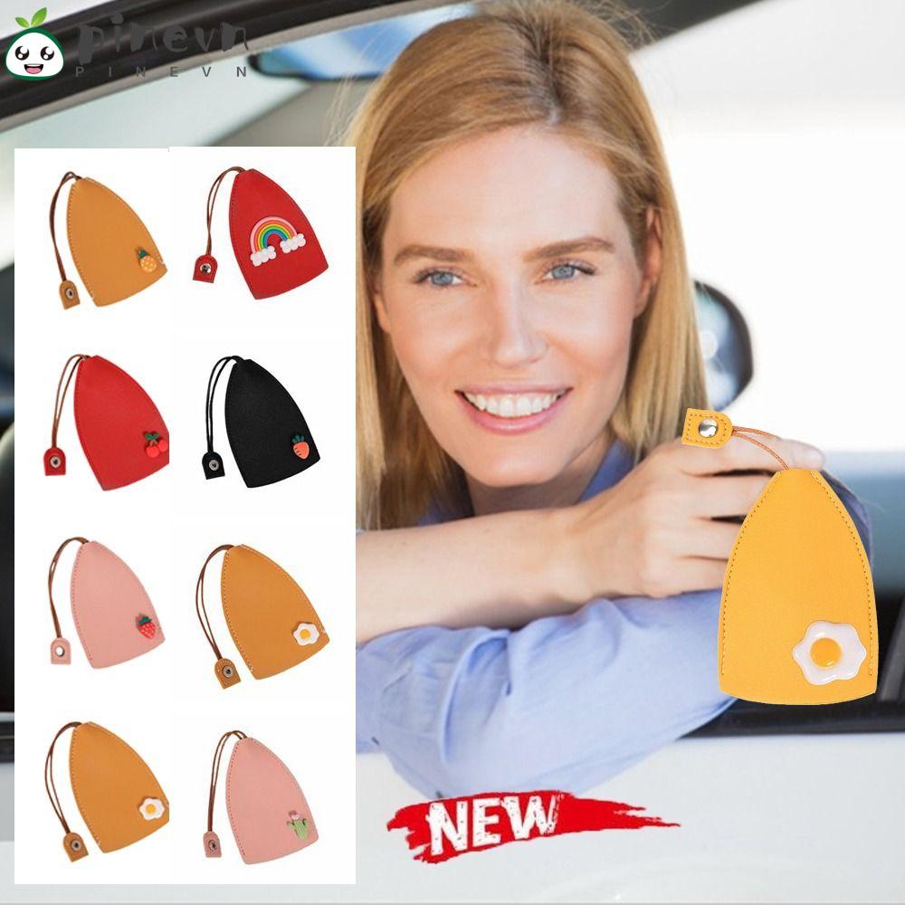 PINEVN Vỏ Da PU Màu Đen Bảo Vệ Chìa Khóa Xe Hơi Dành Cho Nam Nữ