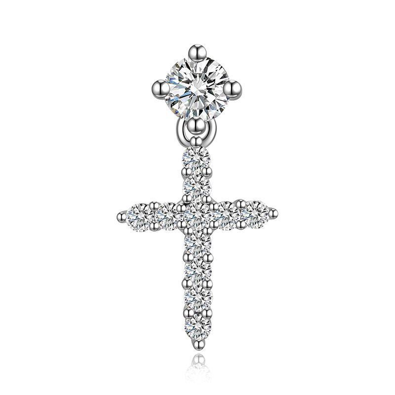 Khuyên Tai Hình Thánh Giá Đính Đá Zircon Cao Cấp Phong Cách Hip Hop Mới Dành Cho Nam Nữ