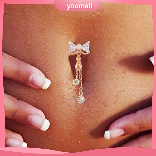 Khuyên Rốn Hình Nơ Đính Đá 14G Quyến Rũ