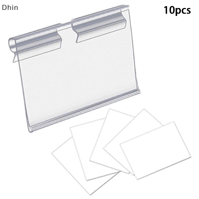 [Dhin] 10PCS Plastic Sign Label Holder Wire Shelf Retail Price Tag Label Merchandise Sign Display Holder Stand COD