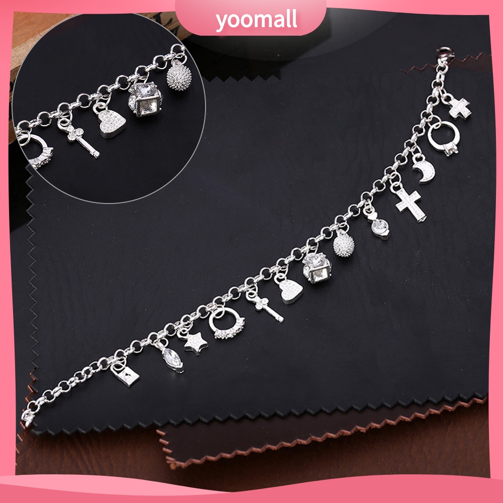 Vòng Tay Mạ Bạc Mặt Thánh Giá / Mặt Trăng / Ngôi Sao 13 Kiểu Thời Trang Cho Nữ