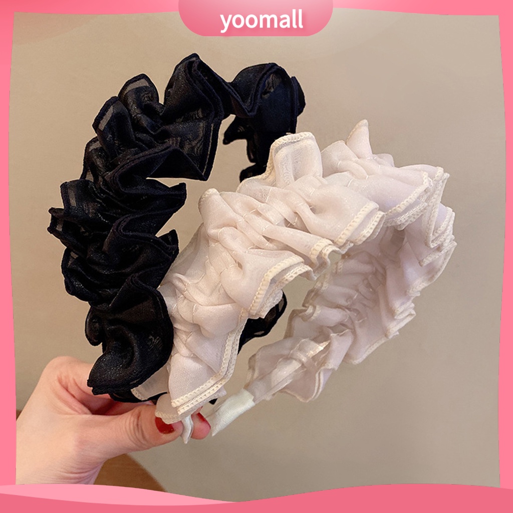 Băng Đô Vải Viền Mềm Bản Rộng Trang Trí Tóc Cho Nữ