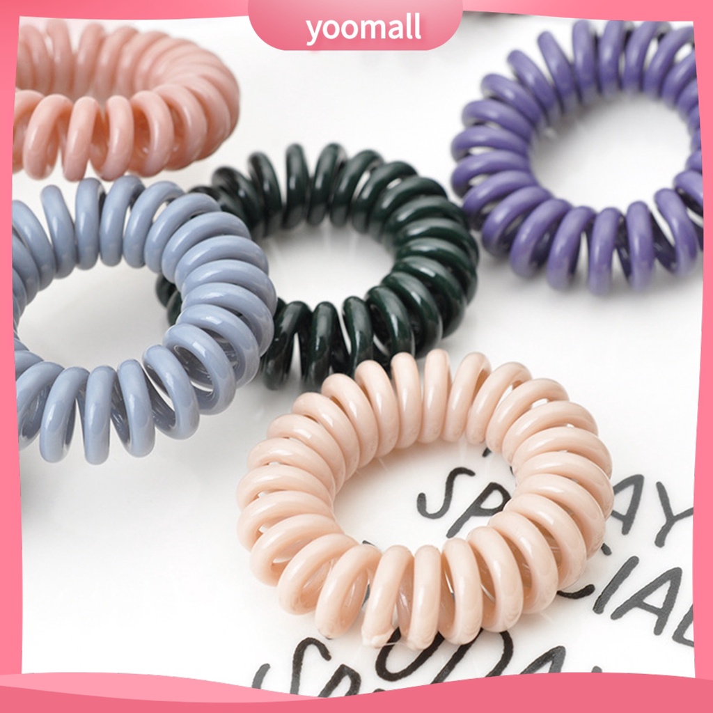 Dây Buộc Tóc Dạng Xoắn Gọn Nhẹ Không Để Lại Dấu Vết Màu Trơn Đơn Giản Cho Nữ