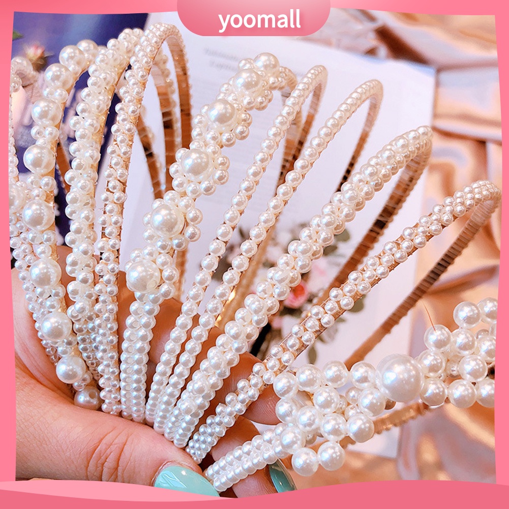 Băng Đô Cài Tóc Đính Hạt Ngọc Trai Giả Thanh Lịch Cho Nữ