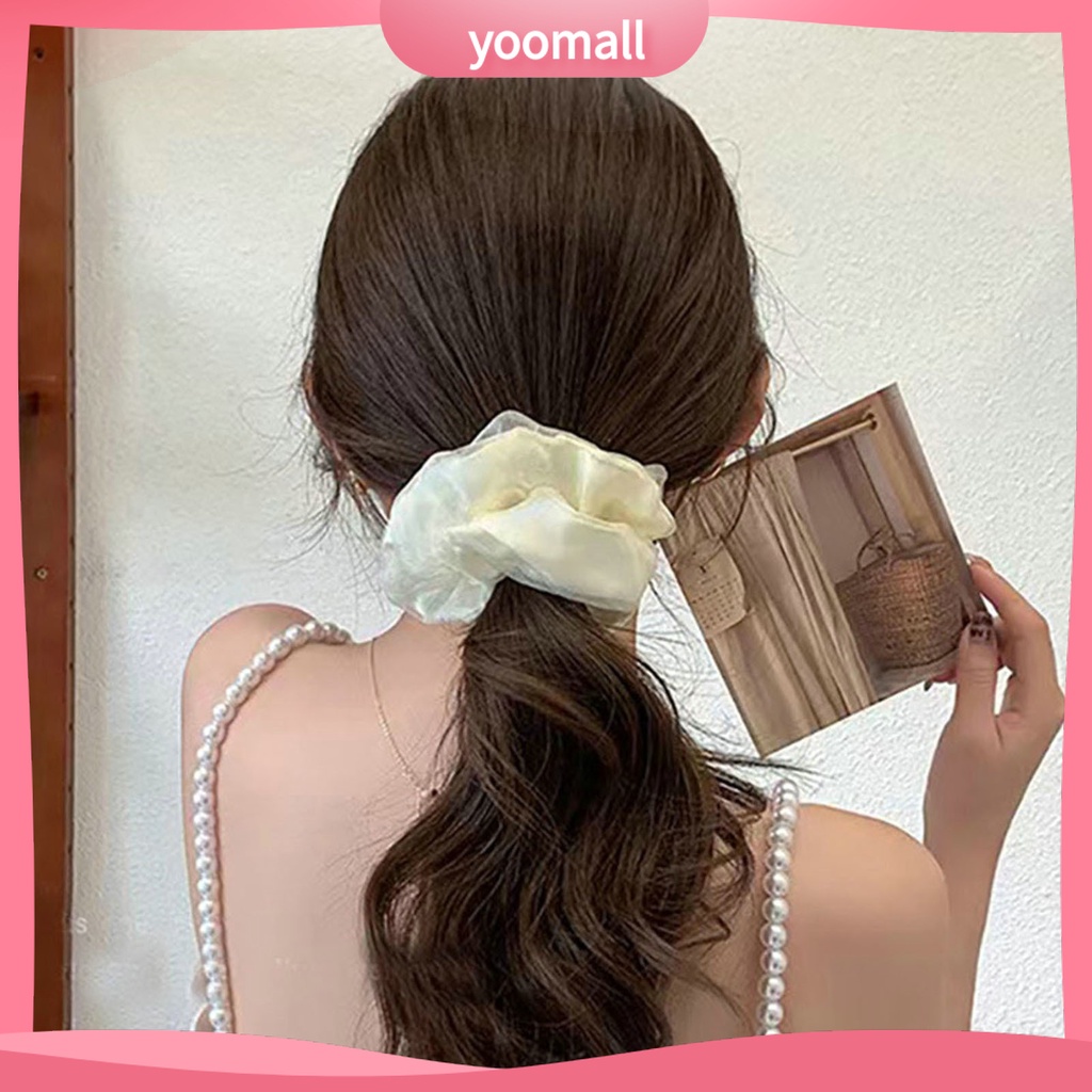 Dây Buộc Tóc Hai Lớp Mềm Mại Co Giãn Chống Rách Màu Trơn Thời Trang Cho Nữ