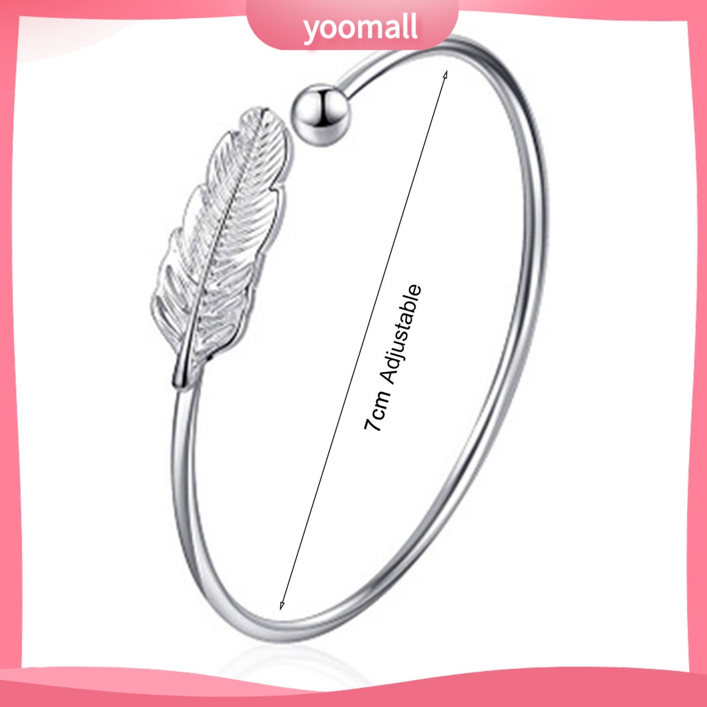 Vòng Đeo Tay Hình Tròn Màu Bạc Họa Tiết Lông Vũ Màu Sắc Tùy Chỉnh Thời Trang Cho Ngày Valentine