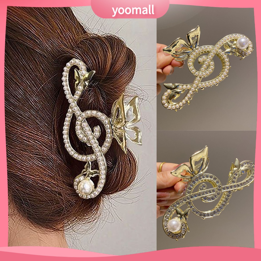 Kẹp Tóc Càng Cua Đính Đá Ngọc Trai Giả Hình Vảy Cá / Bướm Chống Trượt Trang Trí Tóc Đuôi Ngựa