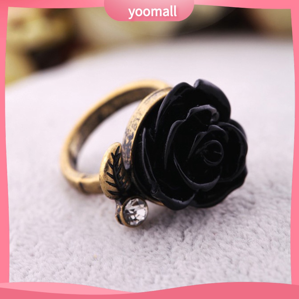 Nhẫn Hình Hoa Hồng Đính Đá Phong Cách Vintage Thanh Lịch Cho Nữ