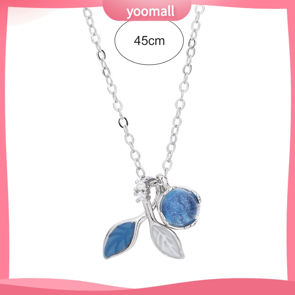 [YM] Vòng cổ Mặt Hình Học Tráng Men Đính Đá Zirconia Màu Sáng Có Thể Điều Chỉnh Mặt Lá Mùa Thu Xanh Dương Biển Quà Tặng Cho Bạn Gái