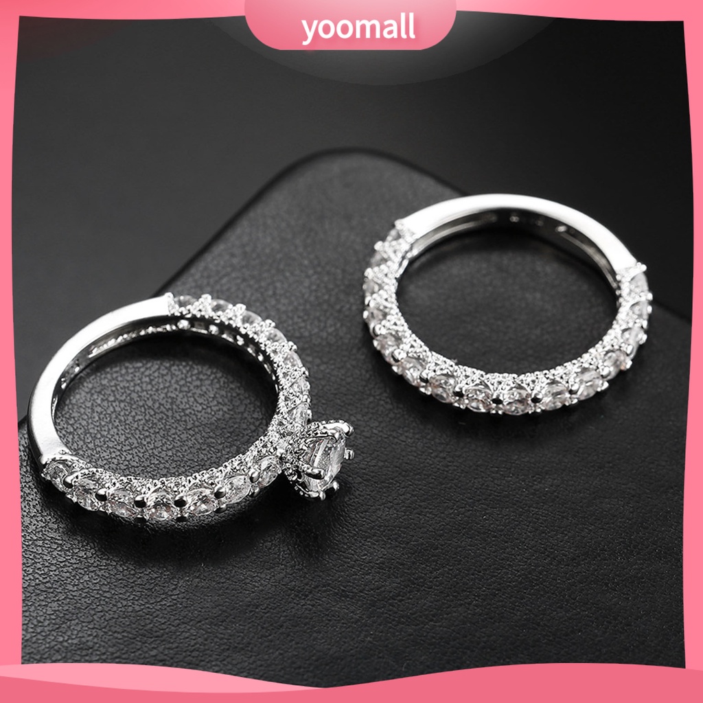 1 Cặp Nhẫn Đính Đá Toàn Diện Không Phai Màu Trọng Lượng Nhẹ Dành Cho Nữ