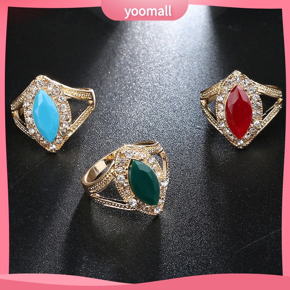 Nhẫn Hình Giọt Nước Đính Đá Hình Giọt Nước Phong Cách Hoàng Gia Cổ Điển