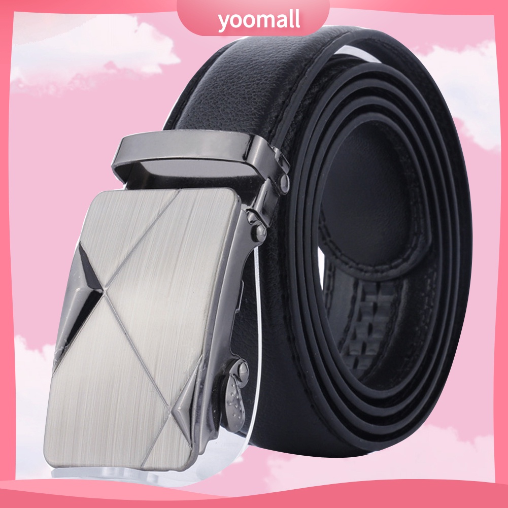 Thắt Lưng Giả Da Màu Trơn Khóa Kim Loại Thời Trang Cho Nam
