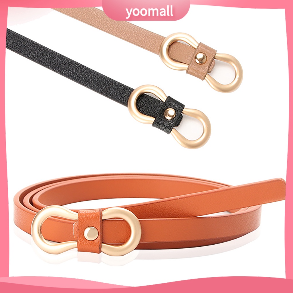 [YM] Thắt Lưng Da Giả Mỏng Nhẹ Màu Trơn Đơn Giản Thanh Lịch Cá Tính Cho Nữ Mặc Hàng Ngày