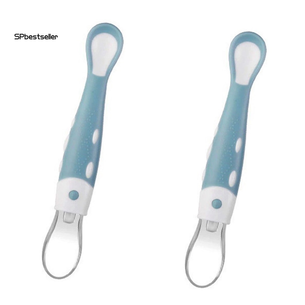 1 Bộ Muỗng Silicone Cho Bé Tập Ăn Thiết Kế Nhỏ Gọn Linh Hoạt