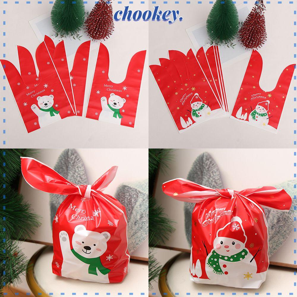 CHOOKEY Túi Đựng Bánh Quy Hình Thỏ / Gấu / Người Tuyết Dùng Trang Trí Tiệc Giáng Sinh