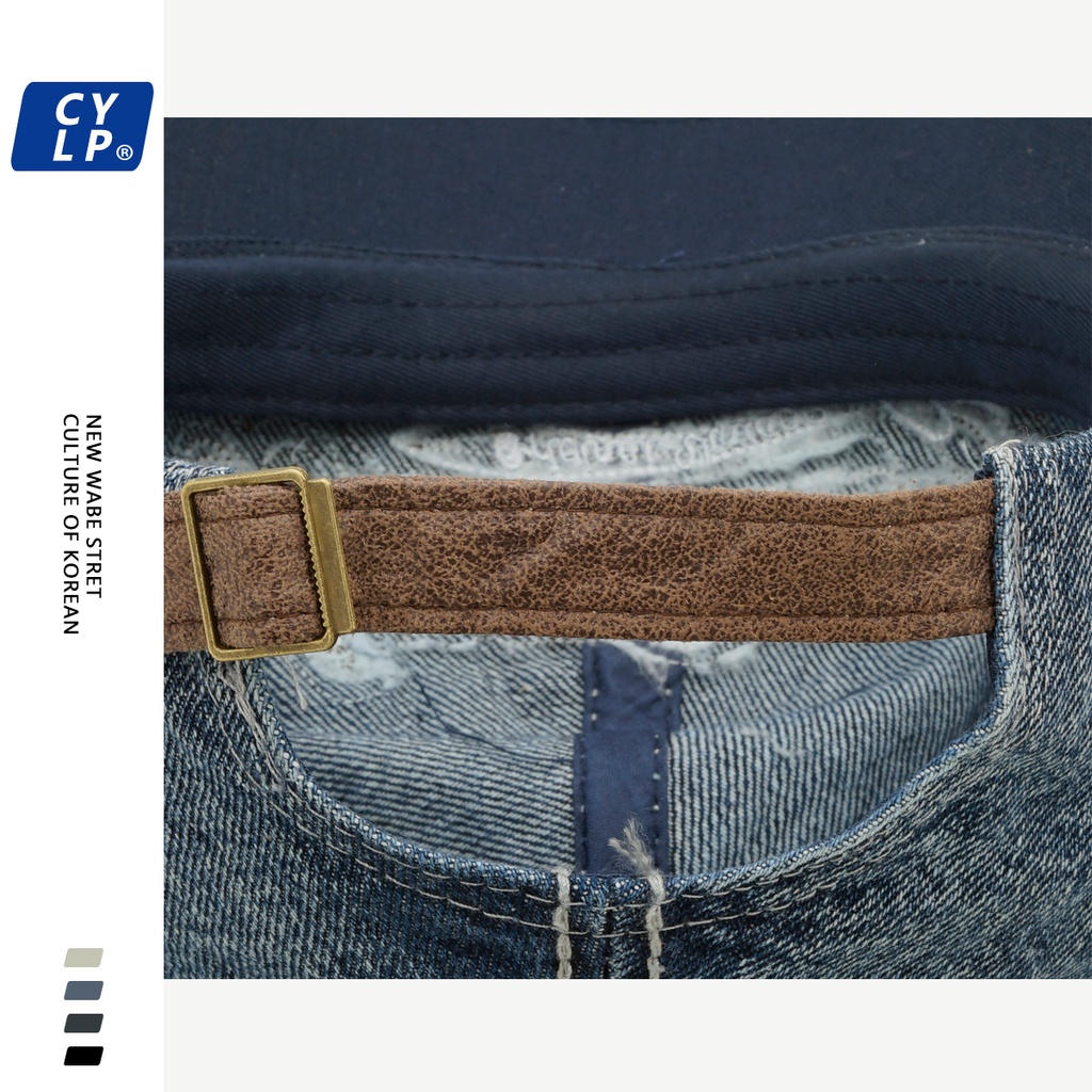 Mũ Lưỡi Trai Denim Thêu Chữ Phong Cách Retro Cho Cặp Đôi