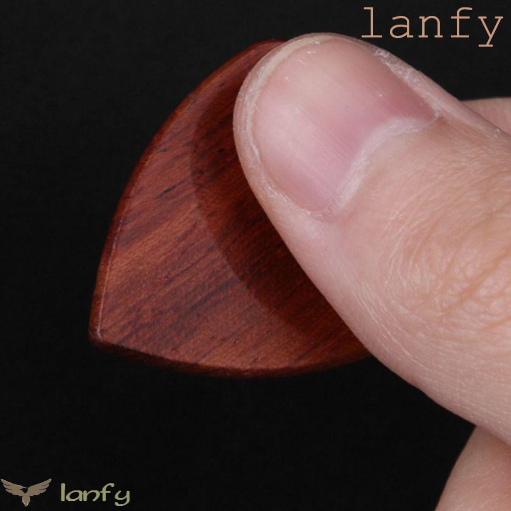 LANFY Bộ 5 Miếng Gảy Đàn Guitar Điện Bằng Gỗ Hồng Mộc Chống Trượt Hình Trái Tim