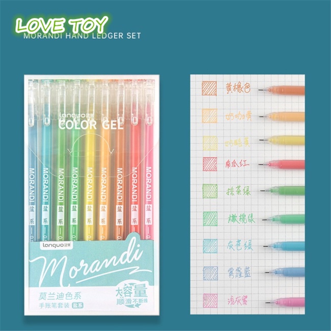 Set 9 Bút Mực Gel Nhiều Màu Sắc Cỡ Lớn