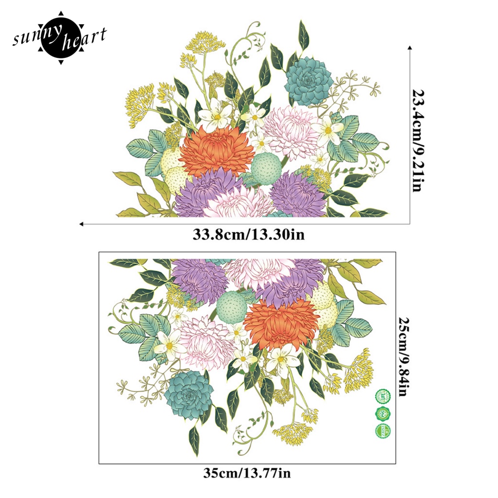 Sunnyheart Miếng Dán Tường Trang Trí Nội Thất Bằng Thủy Tinh Khô Mịn Hình Hoa Không Thích Hợp Cho Bề Mặt Bẩn Hoặc Bề Mặt Thô