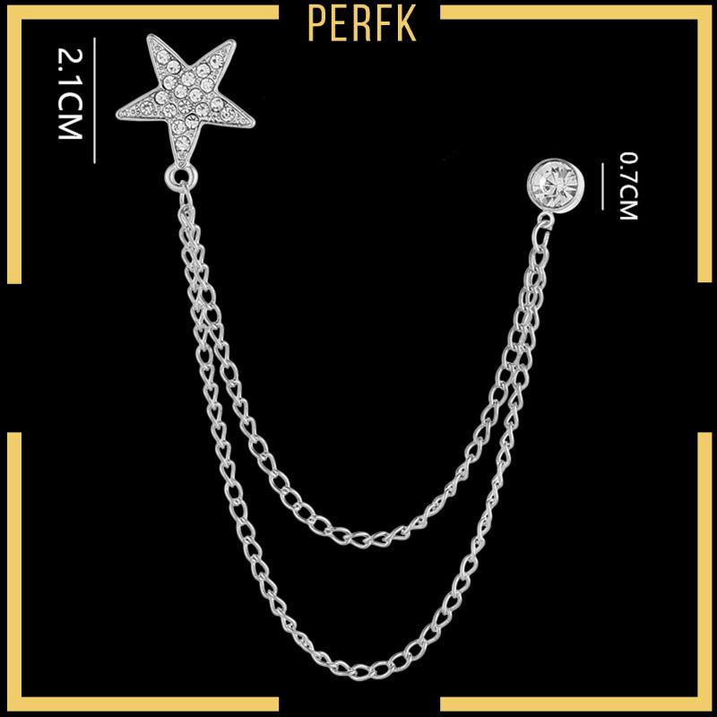 Trâm Cài Áo Ngôi Sao Năm Cánh Phối Dây Xích Tua Rua Thời Trang Cho Nam