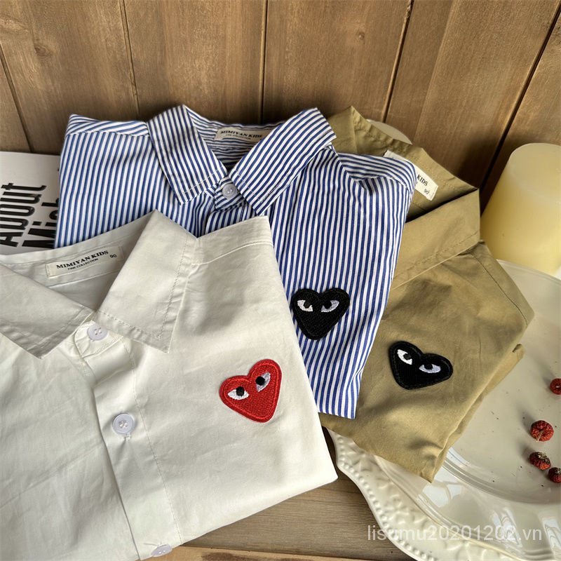 Áo Sơ Mi Cotton Ngắn Tay Họa Tiết Kẻ Sọc Phong Cách Hàn Quốc Mới 2023 Cho Bé Trai
