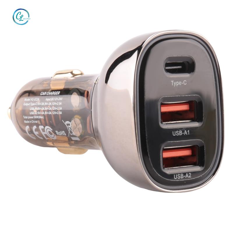 Cốc Sạc Nhanh Qc4.0 Qc3.0 Qc Scp 3A Pd Type C 30W USB Trong Suốt Cho Xe Hơi