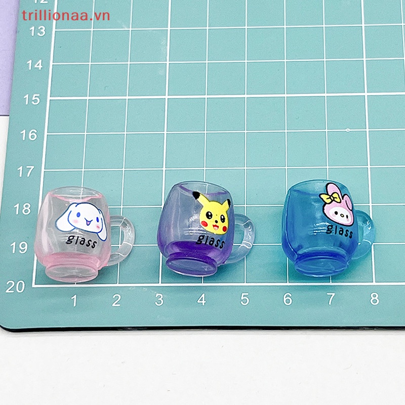 Set 5 Ly Nước Dạ Quang Bằng Nhựa Resin Họa Tiết Hoạt Hình Dễ Thương Trang Trí Tiểu Cảnh