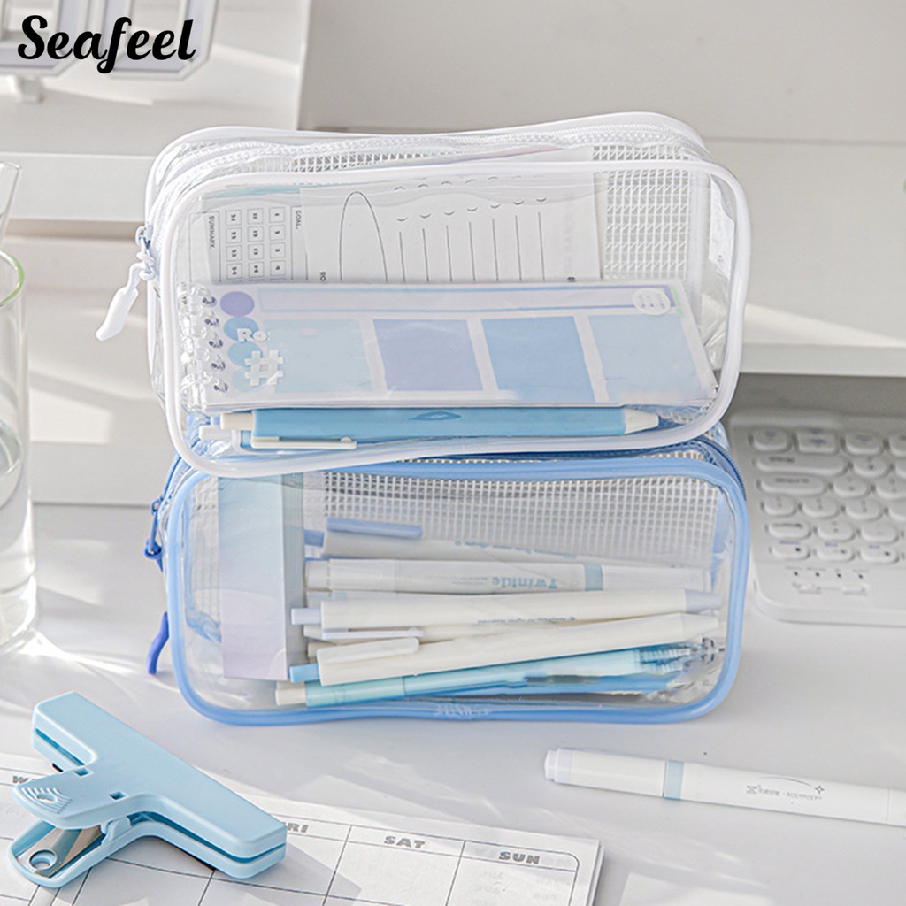 Túi Đựng Bút Trong Suốt Sức Chứa Lớn Có Khóa Kéo Đa Năng