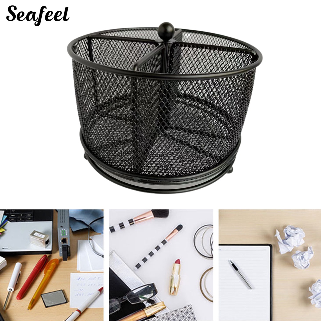 Giá Đỡ Bút 4 Ngăn Xoay 360 Độ Bằng Kim Loại Tiện Dụng Cho Gia Đình