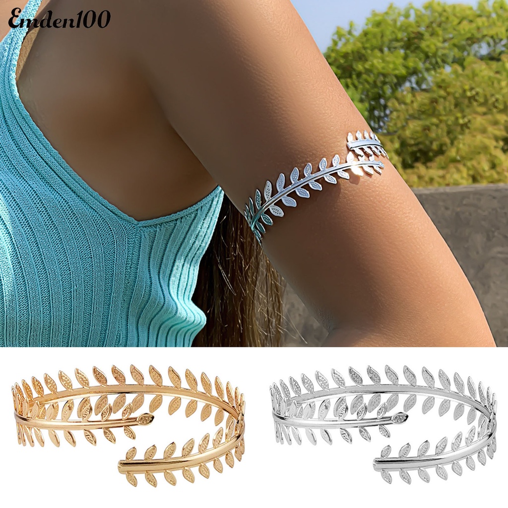 Vòng Đeo Cánh Tay Dạng Mở Mạ Điện Họa Tiết Lông Vũ Kim Loại Phong Cách Punk Cổ Điển Thích Hợp Làm Quà Tặng Cho Nữ