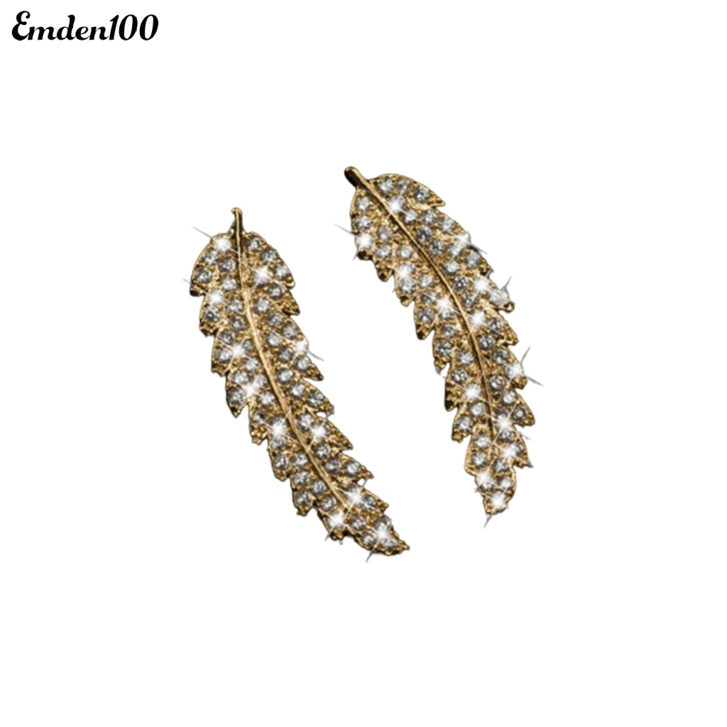 Bông Tai Hình Chiếc Lá Đính Đá Thời Trang