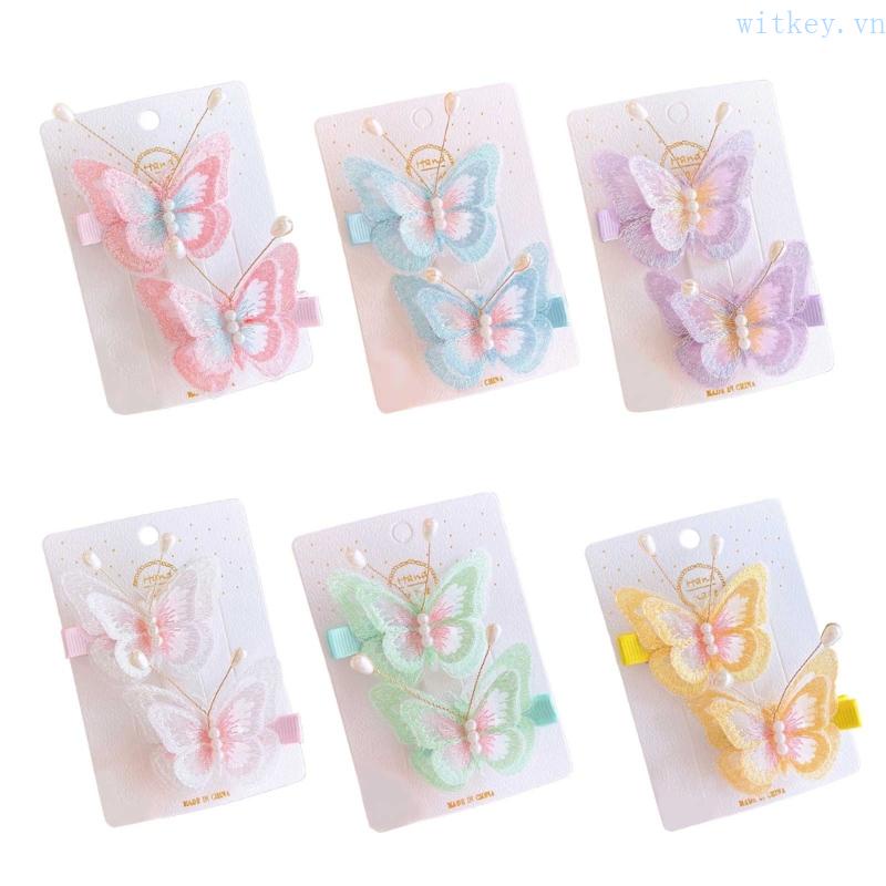 Set 2 Kẹp Tóc Hình Bướm Phong Cách Vintage Cho Bé Gái