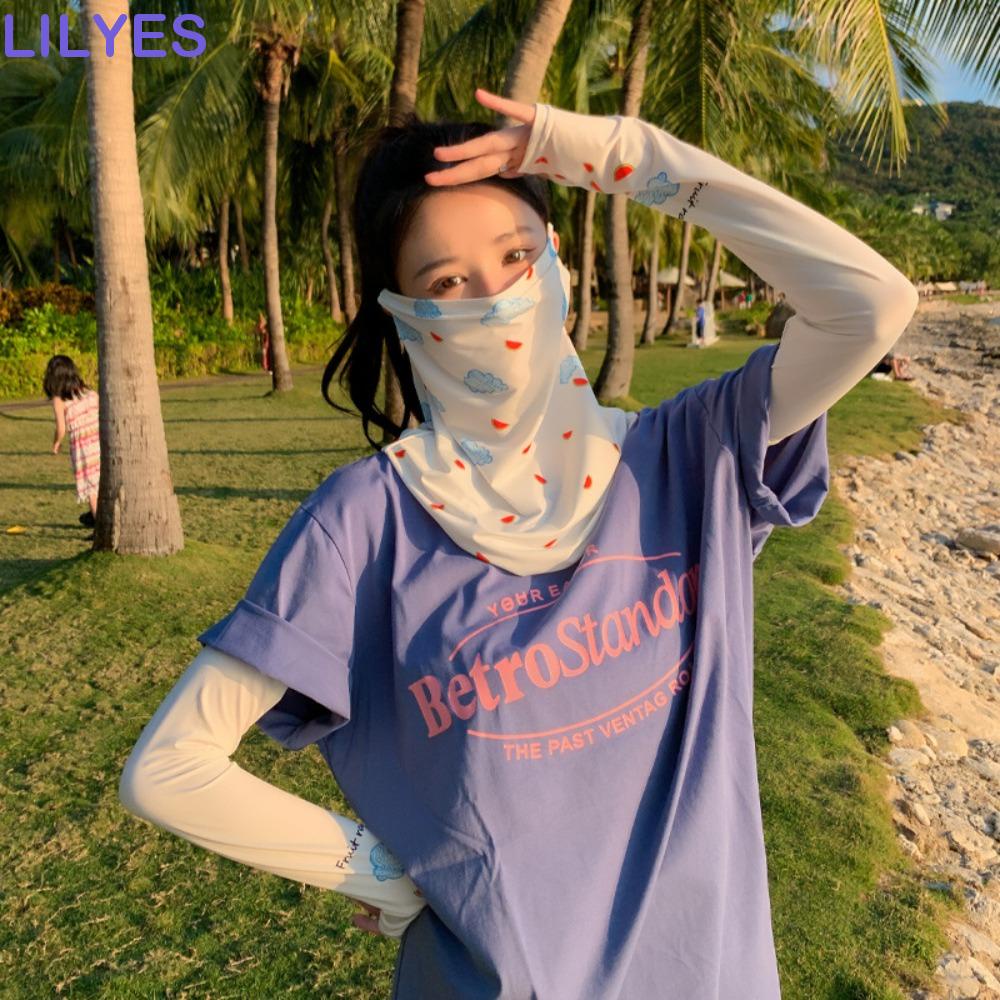 Bộ Khẩu Trang Chống Nắng Bằng Lụa Lạnh Thoáng Khí Nhiều Màu Sắc