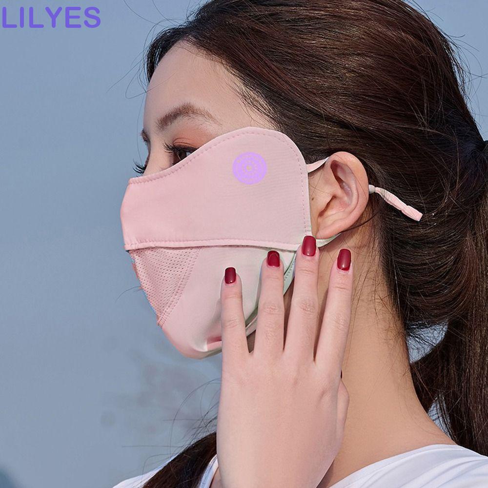 Lilyes Mũ Chống Nắng Mỏng Che Phủ Mặt Bằng Lụa Lạnh Màu Trơn Phối Lưới Dành Cho Nam Câu Cá Ngoài Trời Mùa Hè Womne