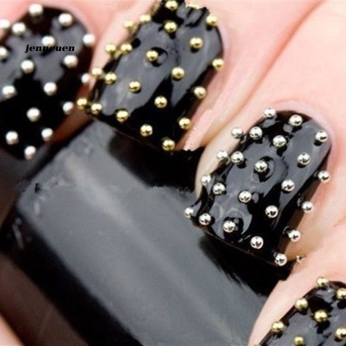 Set 1200 Phụ Kiện Trang Trí Móng Tay 3D Màu Vàng / Bạc Lấp Lánh