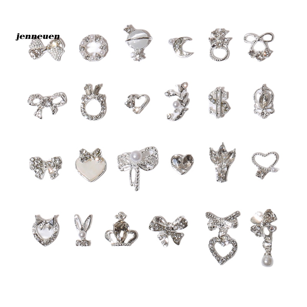 Bộ 20 Phụ Kiện Trang Trí Móng Tay Hình Nơ 3D Bằng Hợp Kim Lấp Lánh