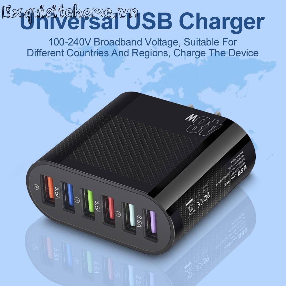 Củ Sạc 6 Cổng USB Cho iPhone 14 13 12 Huawei