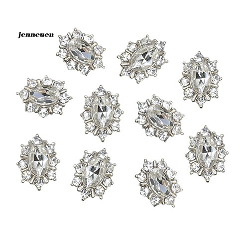 Set 10 Miếng Dán Trang Trí Móng Tay Nghệ Thuật Bằng Hợp Kim Phối Đá Nhân Tạo Thời Trang Dành Cho Nữ