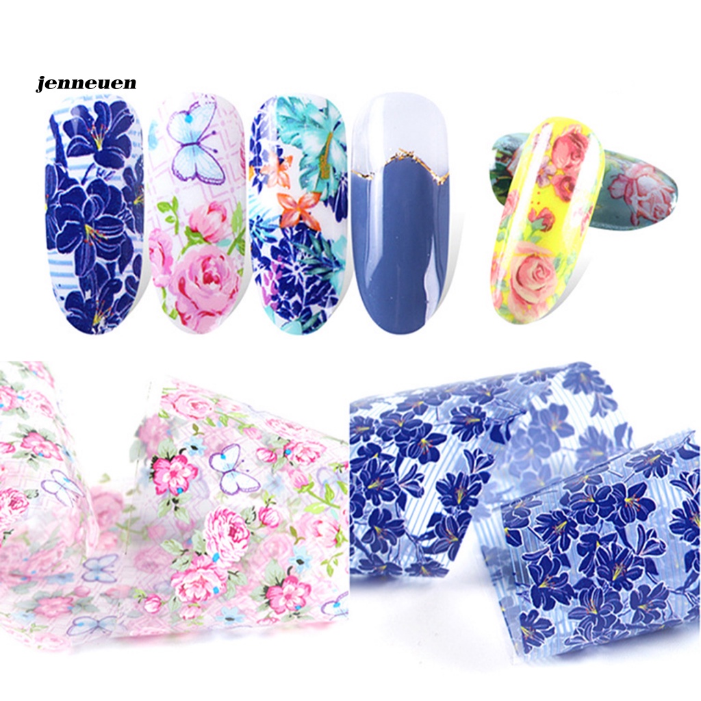 Set 10 Miếng Dán Móng Họa Tiết Hoa Nhỏ Nhiều Màu Sắc Dành Cho Nữ