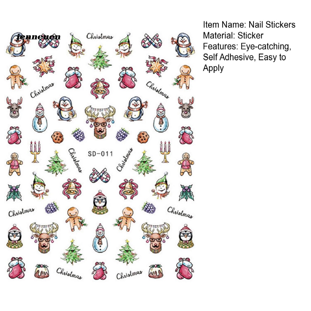 Nhãn Dán Móng Tay Màu Sắc Tươi Sáng Họa Tiết Giáng Sinh Cho Nữ