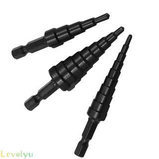 ⭐LOVE⭐ Step Drill Bit 3pcs Black Multiple Sizes Workshop Equipment Power Tools