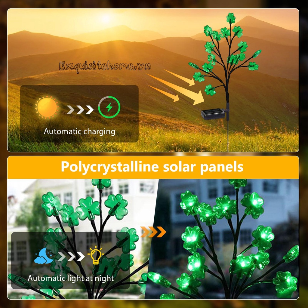 Đèn LED Năng Lượng Mặt Trời Chống Thấm Nước Trang Trí Lối Đi Sân Vườn