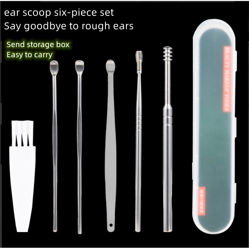 Set 6 Dụng Cụ Lấy Ráy Tai Bằng Thép Không Gỉ