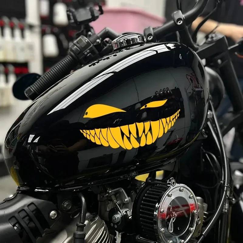 Miếng Dán Phản Quang In Chữ Demon Bad Smile Vui Nhộn Chống Thấm Nước Trang Trí Thân Xe Hơi / Xe Máy