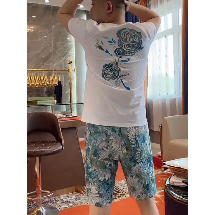 Áo Thun Tay Ngắn Thêu Hình Hoa Hồng Thời Trang Mùa Hè Cho Cặp Đôi