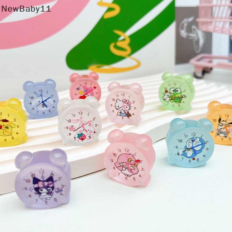 Bộ 2 Đồng Hồ Báo Thức Mini Họa Tiết Hoạt Hình Dạ Quang Trang Trí Xe Hơi