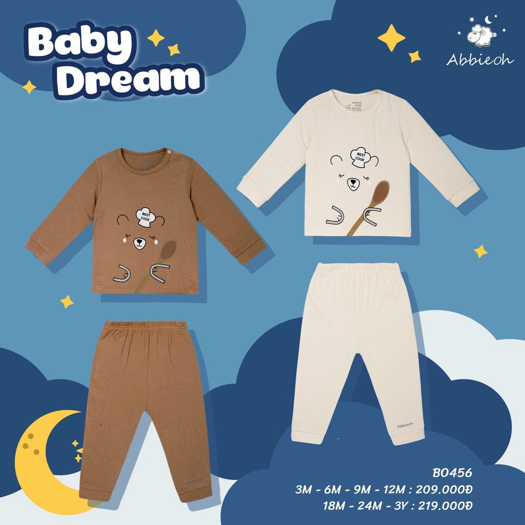 ABBIEOH SALE Bộ quần áo dài tay cho bé trai bé gái mặc thu đông xinh xắn dễ thương