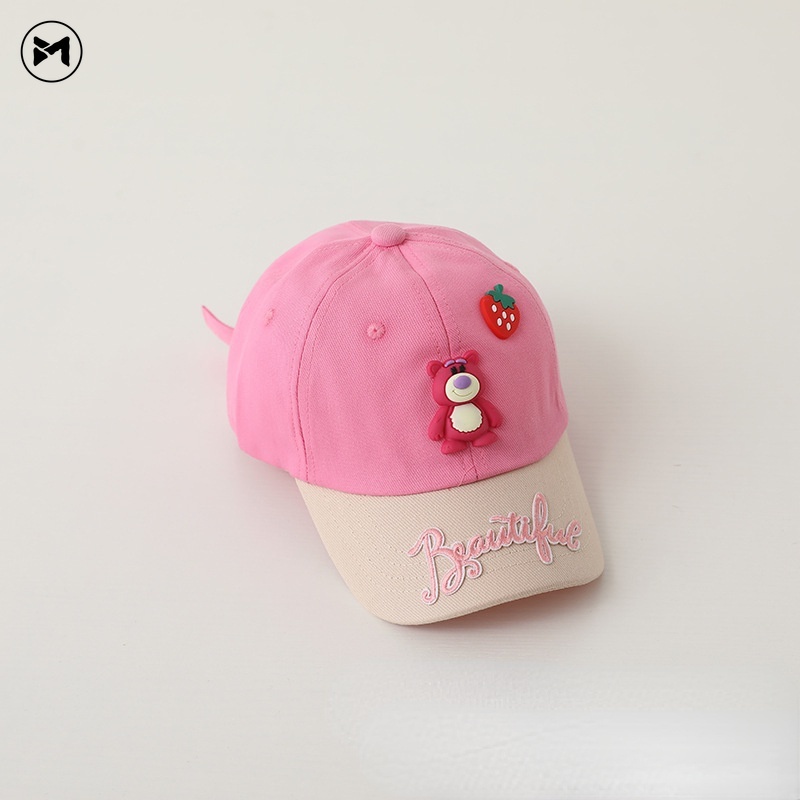 Mũ Lưỡi Trai Hình Gấu Dâu Tây Phong Cách Hàn Quốc Mới Năm 2023 Cho Bé 2-7 Tuổi